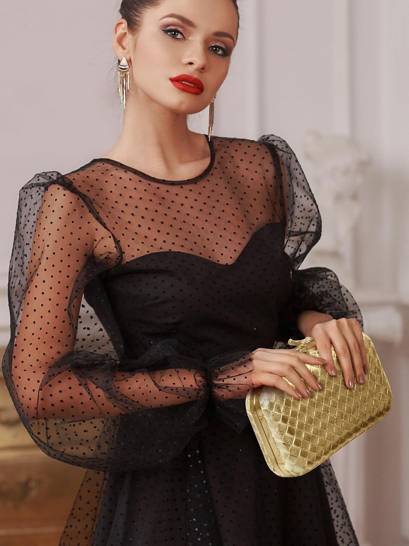 CHUNLI Clutch Purses for Women Evening/Wedding Chic Woven Bag Formal PU Leather Purse Designer Handbags for Women - Image 5